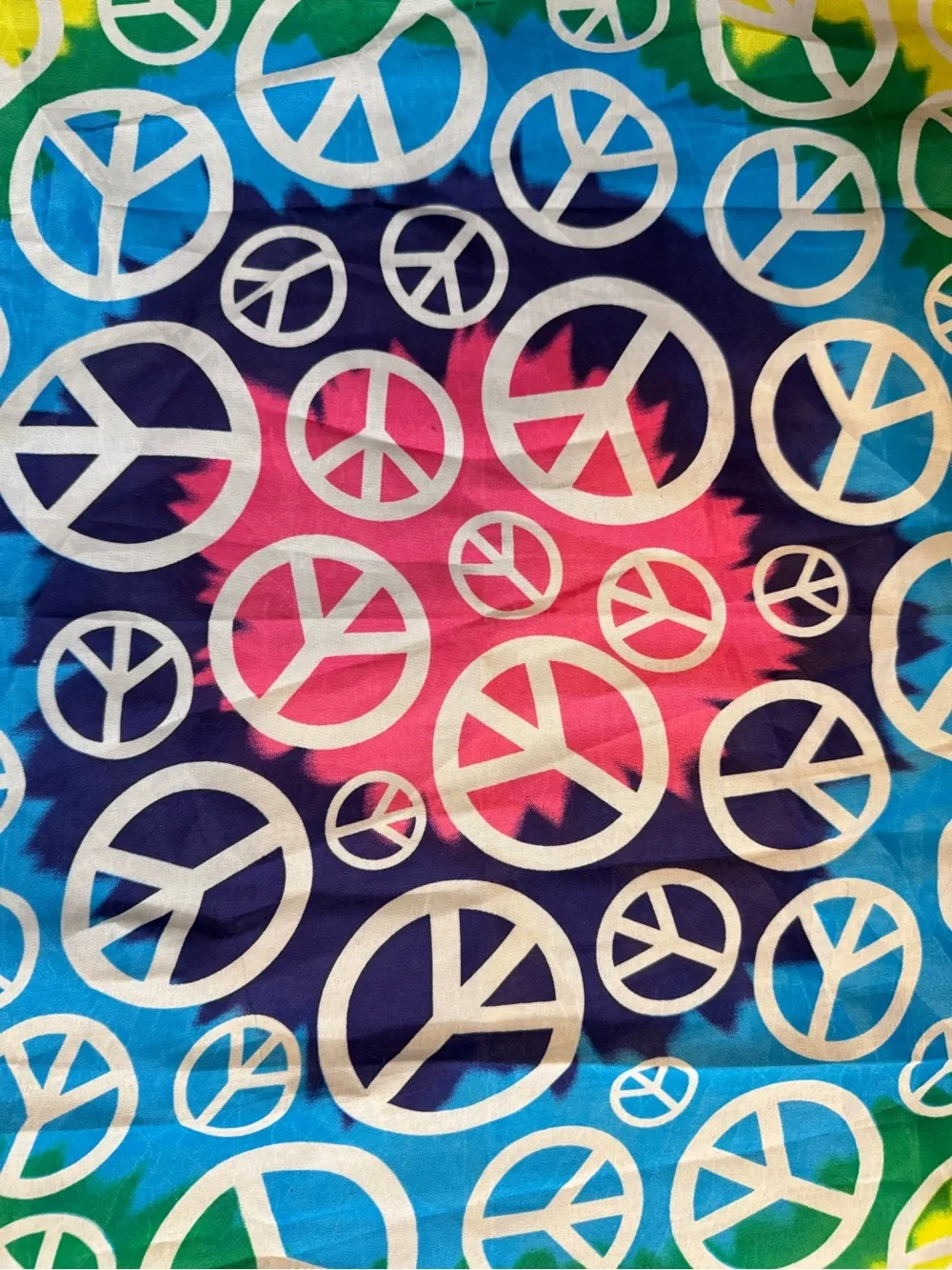 Tie-Dye Peace Sign Bandana Scarf - Multicolor